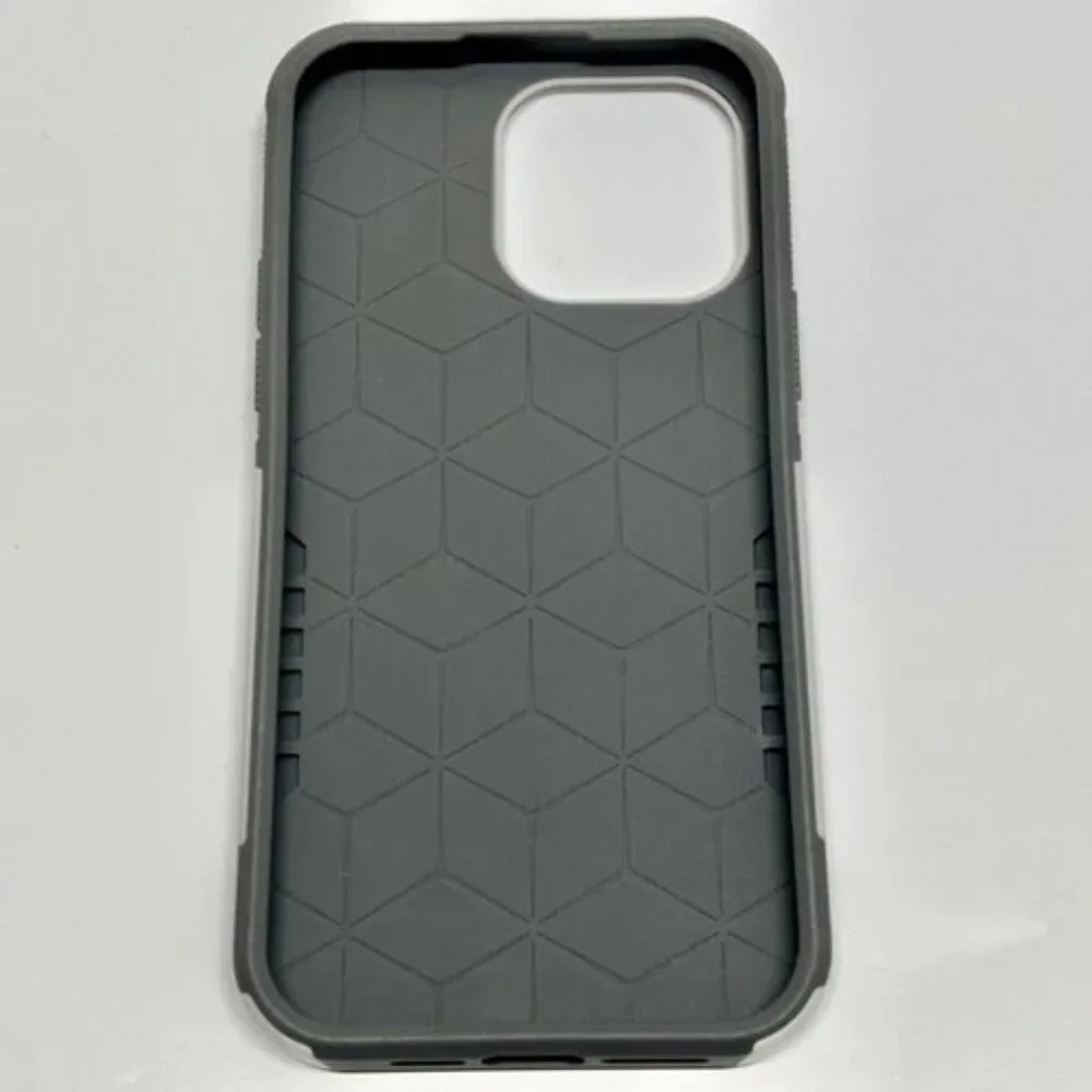 iphone 14 Pro Max Phone Case White Grey Rugged Anti-Scratch Mag Safe Shock-Proof